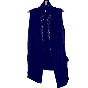 Juicy Couture Knit Sleeveless Cardigan with Sequin Detail, Size M